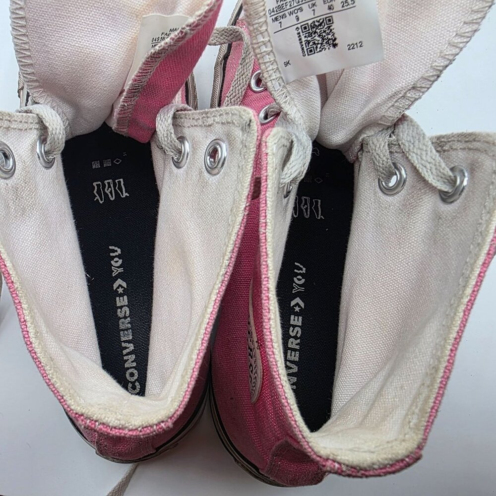 Converse All Star Womens Size 9 Pink High Top Sneakers Casual Shoes Bright - Picture 7 of 13